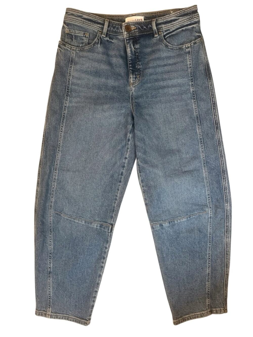 Loft Barrel Leg Jeans Womens 10/30 Medium Wash Casual Horseshoe Hi Rise 2025